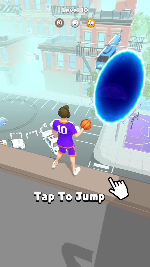 Go through the portals and make a slam dunk!