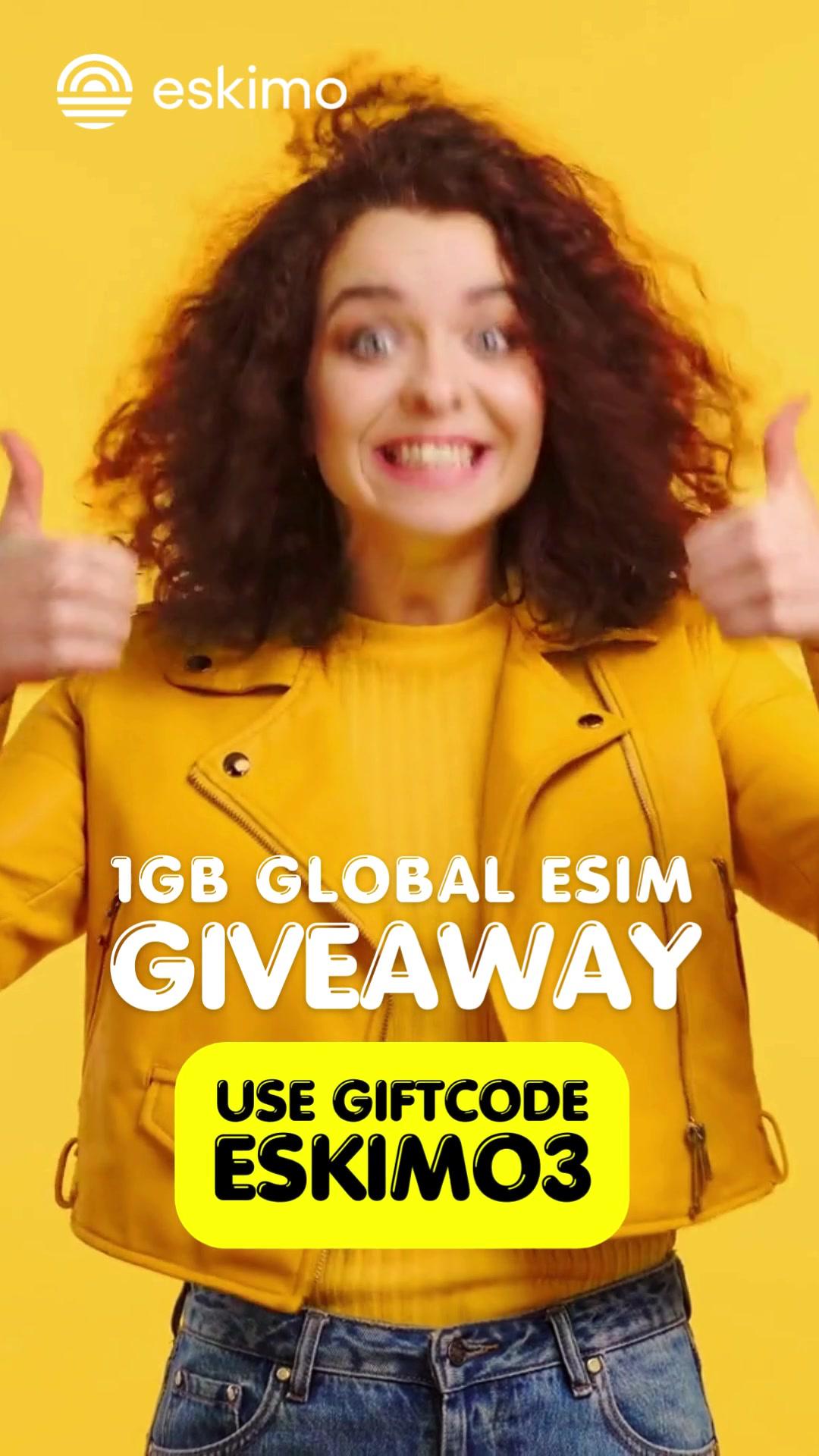 Giveaway - claim yours now! Download Eskimo app and signup using the code ESKIMO3 to get your 1GB Global Data + eSIM for free - no purchase required! #travel  #traveltiktok  #travellife  #traveltok  #vacation
