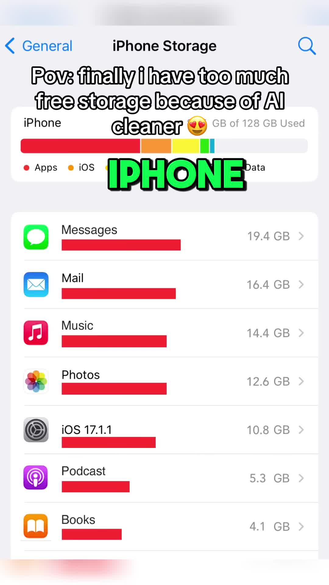 Free up iPhone storage in seconds with Ai Cleaner!