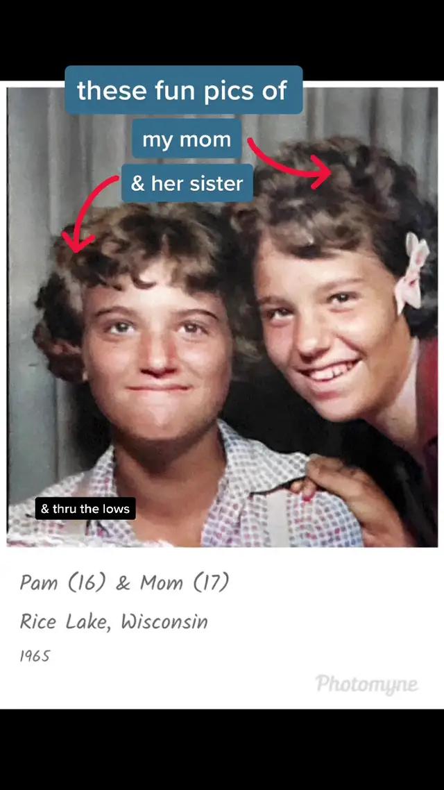 #ad Photoscan was such an easy way to scan & save these fun photo booth pics of my mom & her sister as teens in 1965! #genxealogy #familyphotos #genealogy   
