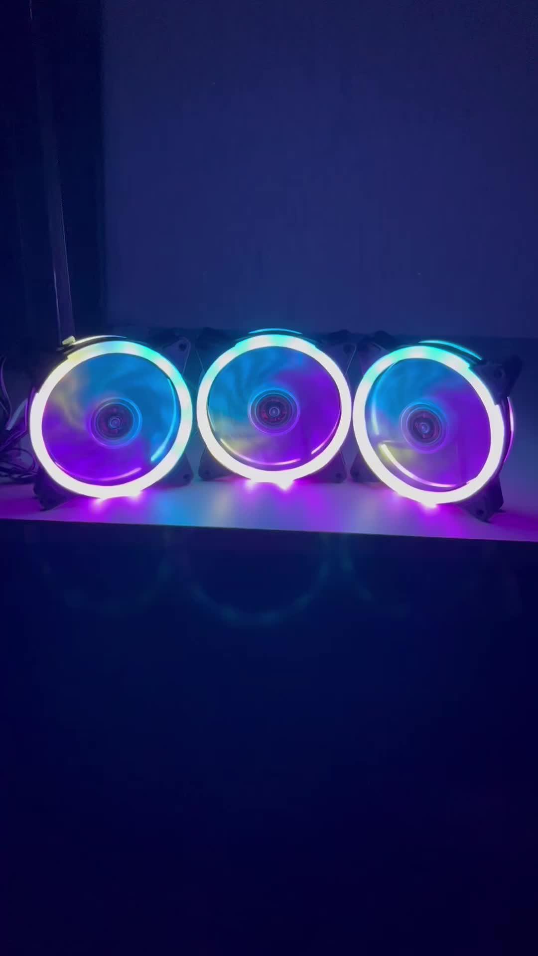 Kit 3 Ventoinhas Cooler Rgb Led Controladora Cores+ Controle