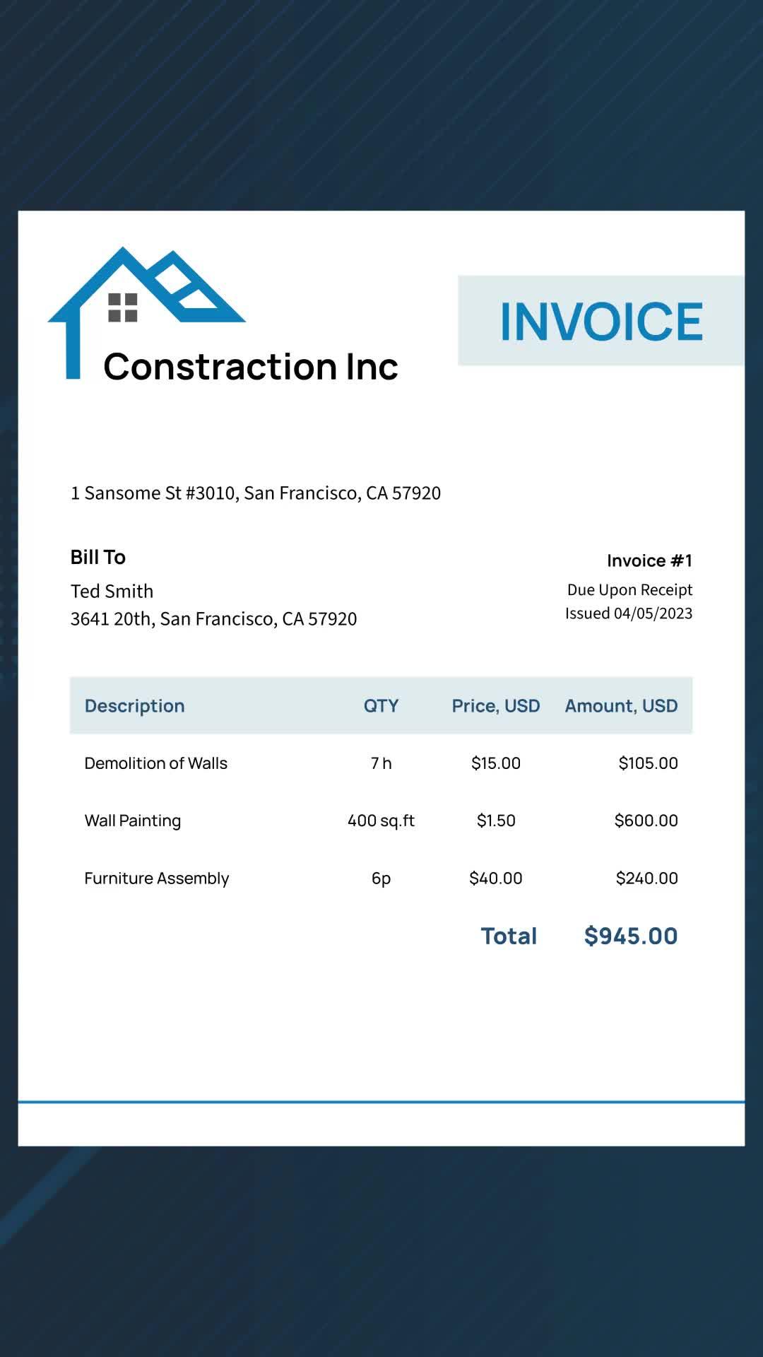 Customize your invoices and look professional