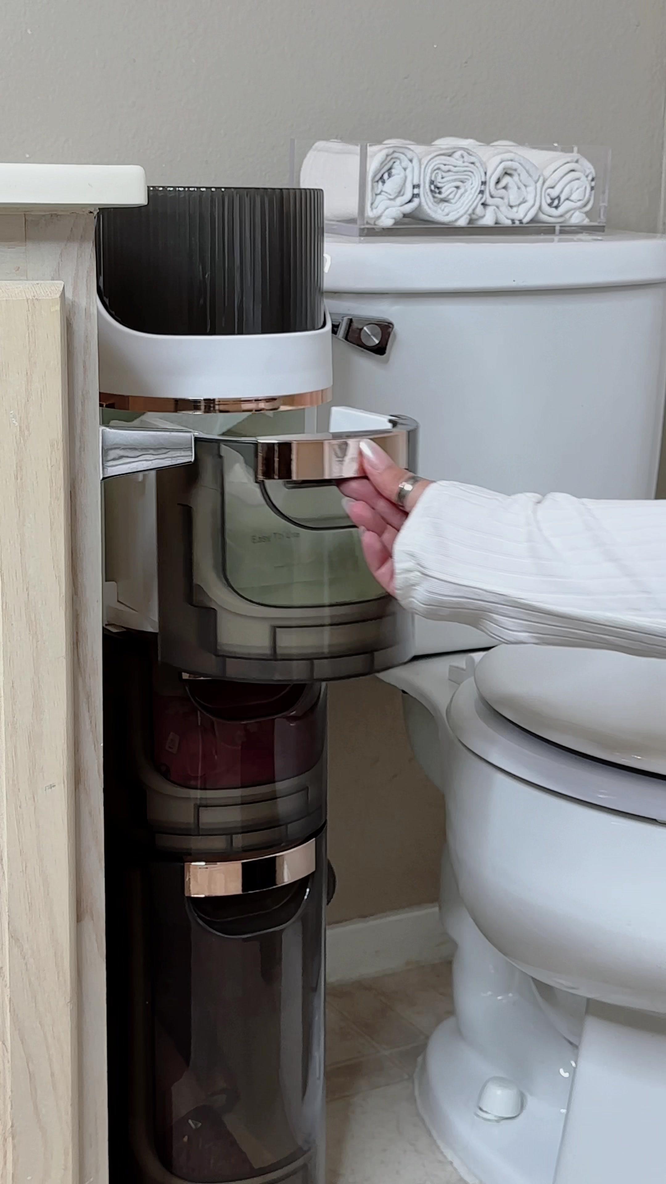 Transforming my small bathroom into a clutter-free sanctuary 🌿✨this compact storage rack is here to elevate my space and my mood!#smallbathroomideas #bathroomstorage #organization #storagerack #organizationhacks #temufinds