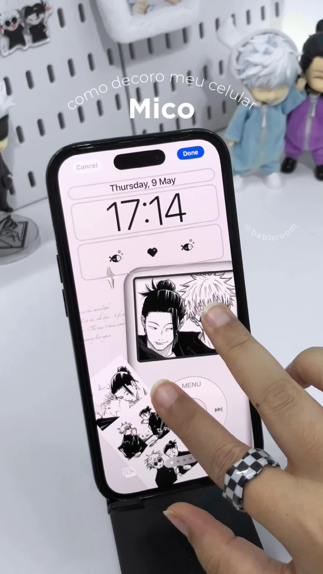 To usando o @Mico Widget pra decorar meu iPhone novo 🤍   Tem muitos widgets customizáveis, um mais fofo que o outro! Deixei tudo com tema de satosugu porque sim 🤍🖤 #micowidget #micoapp #satosugu #jjk #gojousatoru #sugurugeto #iphonetour #iphonetips #widget