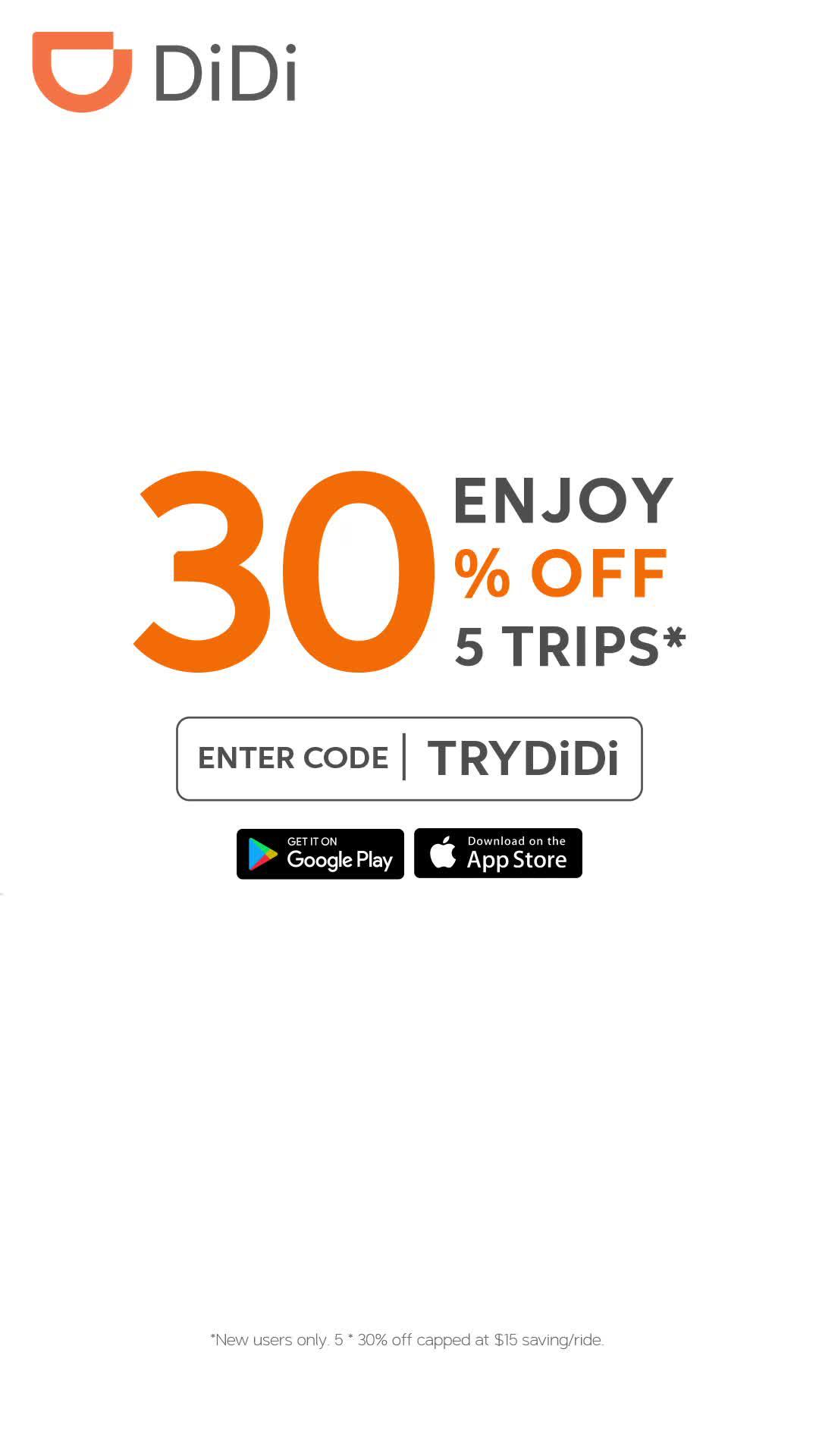 ENJOY 30% OFF 5 TRIPS*