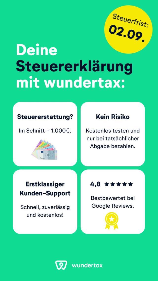 Jetzt App runterladen und bis 02.09. Steuererklärung einreichen! 