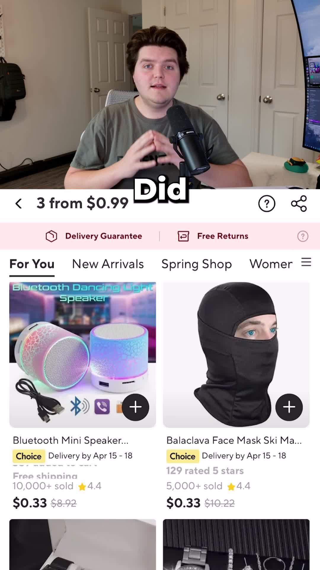 3 items for $0.99 on 1st order