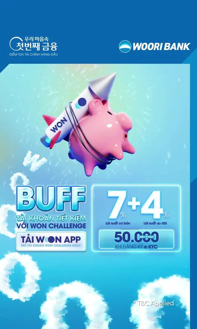 Cùng Woori bứt tốc mục tiêu với “buff" tổng lãi suất tiết kiệm lên đến 11% với tài khoản WON Challenge và WOO đãi tặng 50K điểm W-Point khi bạn đăng ký tài khoản WON bằng e-KYC trên WON App 🥳. #WooriBank #WONChallenge #WooriBankVietNam #WooriWONVietnam #LiveInTheWOO