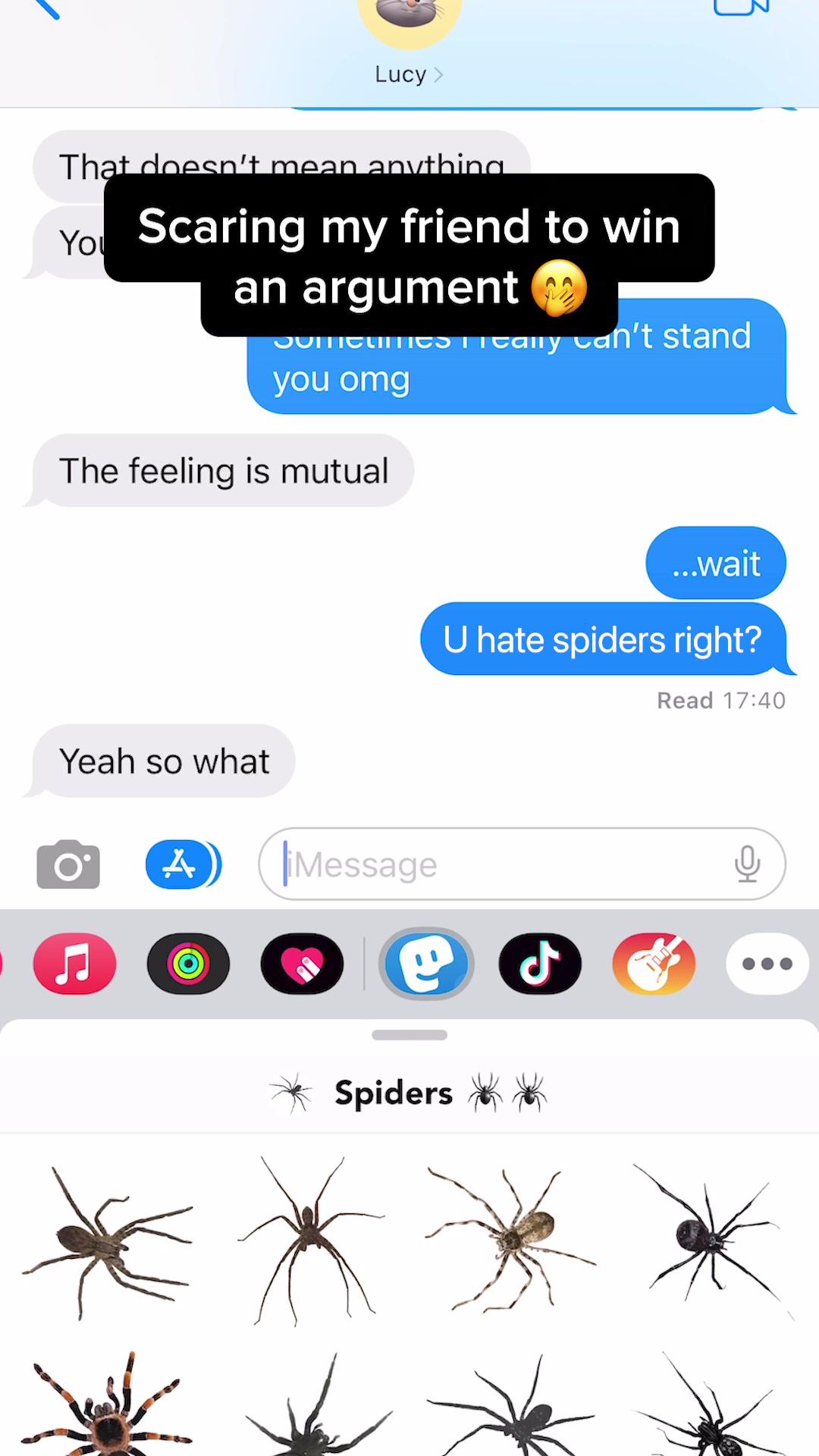 Blocked but worth it 😤 Download our "Spiders 🕷️🕷️" pack on Stickery ✨ #stickery #funnystickers #imessage #imessagestickers #imessagetricks #imessageprank #funnyvideos #funnysticker #funny #prank #sticker #stickers #tricks #messages #text #texts #spiders #humor #spiderprank #arachnophobia #phobia #reaction #scareprank #scare