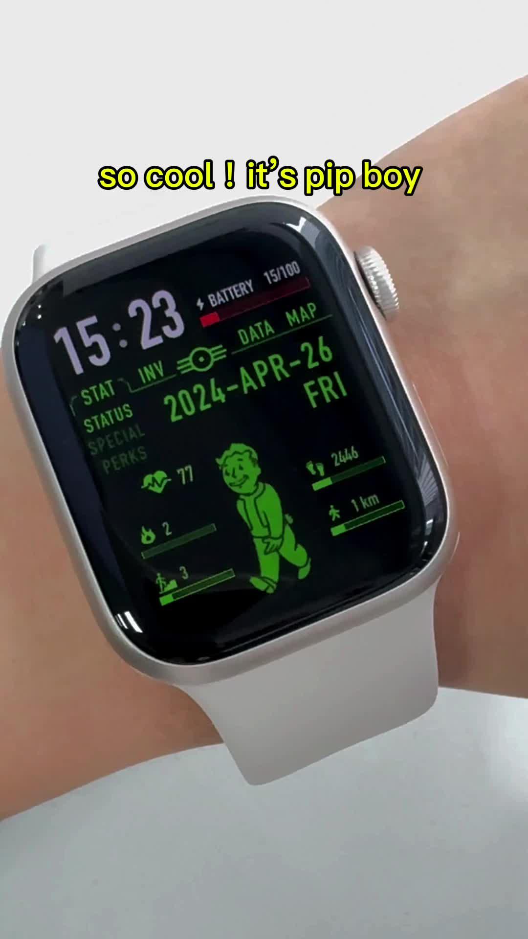 The Pip boy watch face featuring Pip boy comes to life on Apple watch