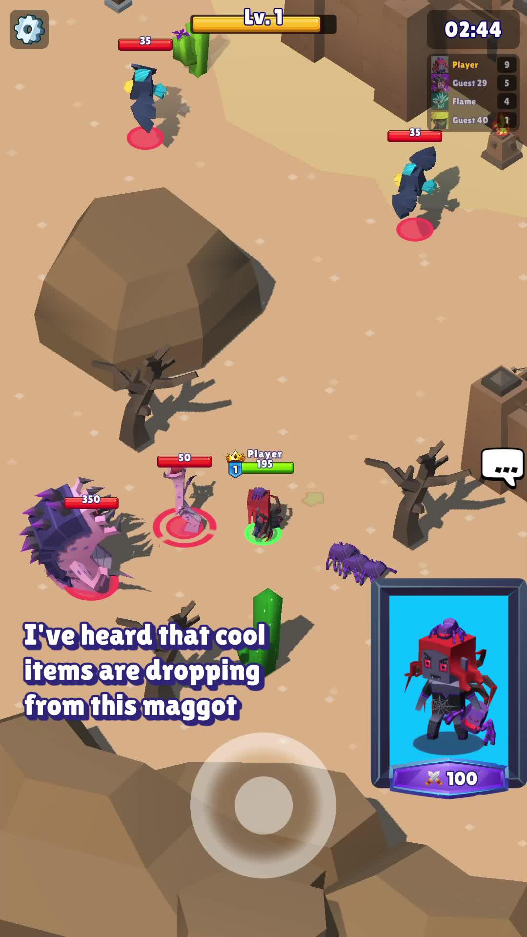 Compete with other players hunting monsters. Will you be the last warrior standing?