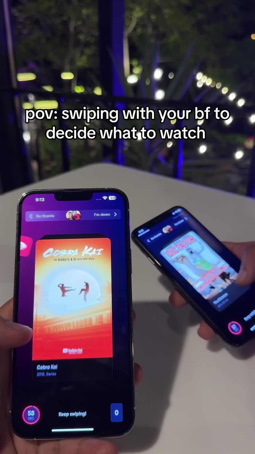 Match to watch! Swipe right to watch and left to skip!