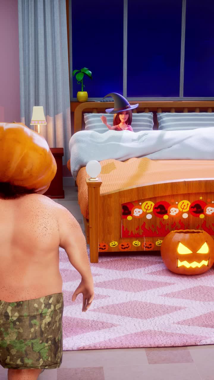 ハロウィンイベント限定、魔女とカボチャの人形を道路渡すお手伝いをしましょう！今すぐ無料ダウンロード！