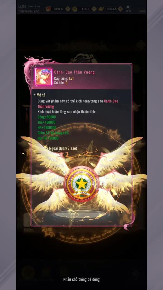 Tặng full thần khí cho 100 lượt tải đầu tiên. Nhập code: CAOTHANVUONG