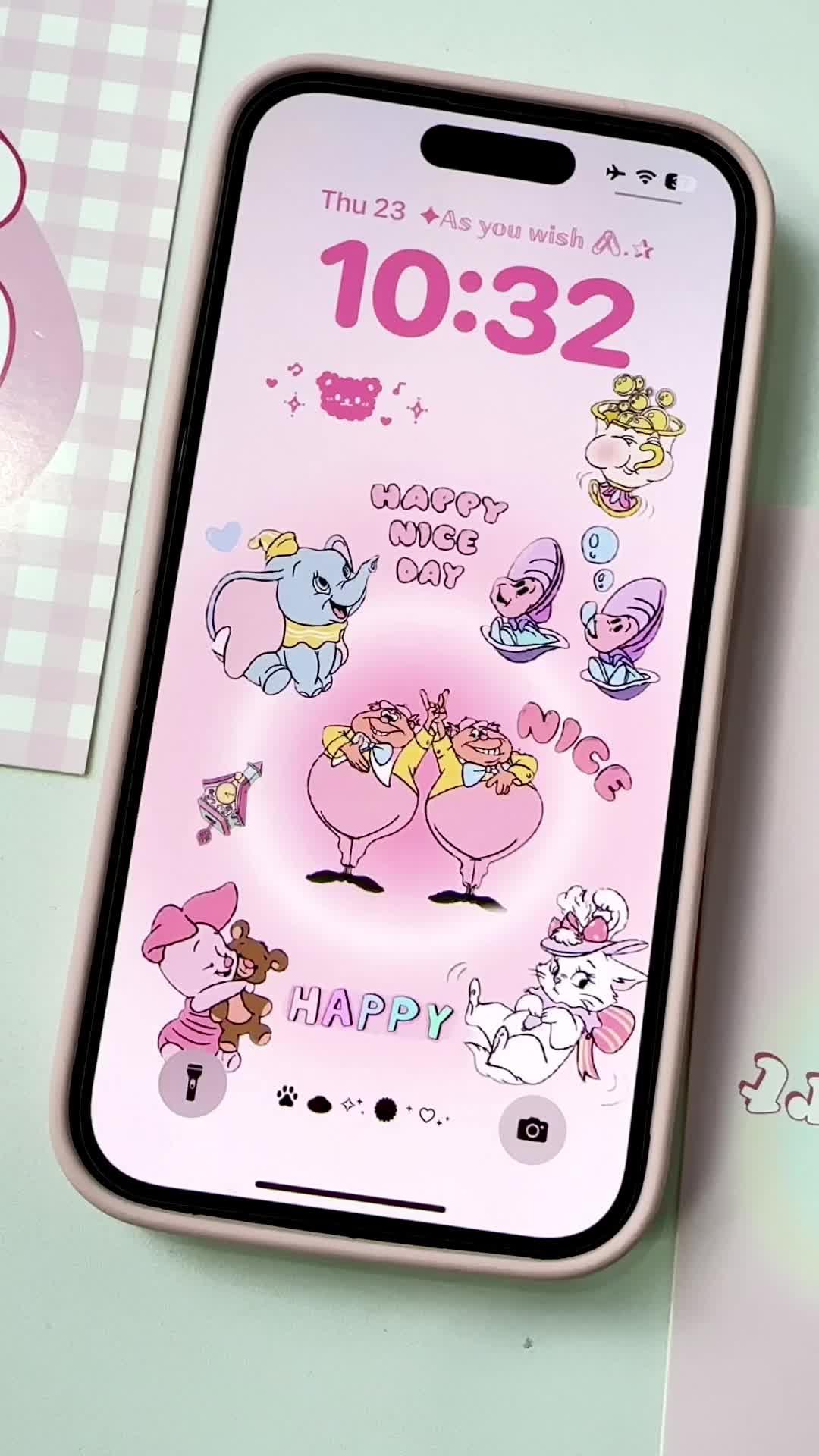 decorate iphone with me💗#wallpaper #lockscreen #diy #wallpapersforyou #widget #stickers #disney #disneywallpaper #micowidget #fyp #fypシ゚viral #cute #phonetour #pink