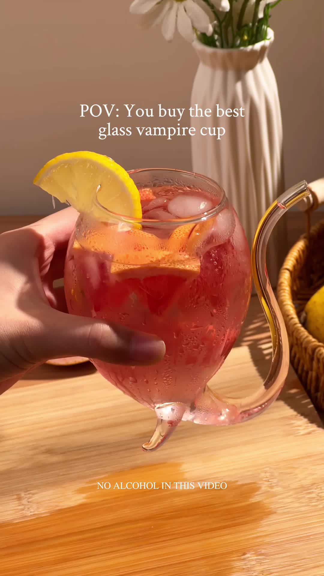 You buy the best vampire glass cup from Temu, perfectly preparing a summer drink at home. 🍋🍹🔎 Search dnn8442 on Temu for this amazing product. #Temu #TemuFinds