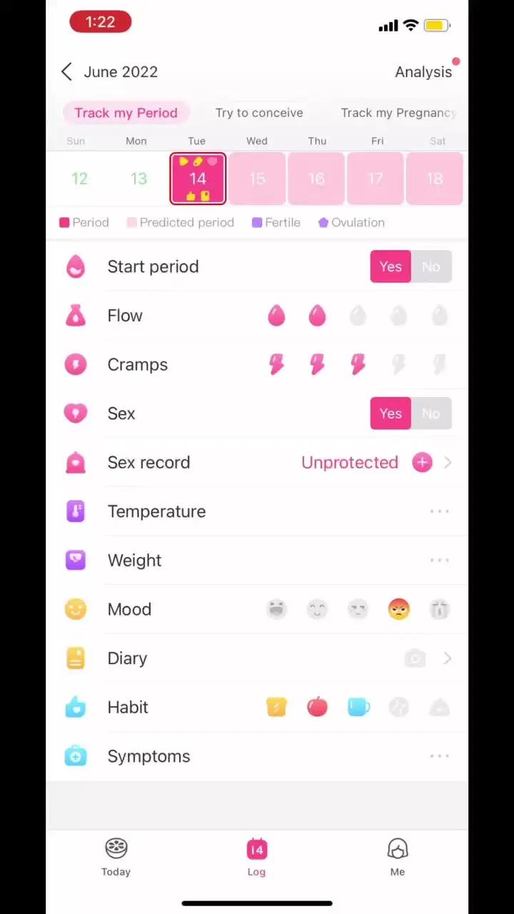 Track your period,ovulation, symptoms, moods, and so much more in app!