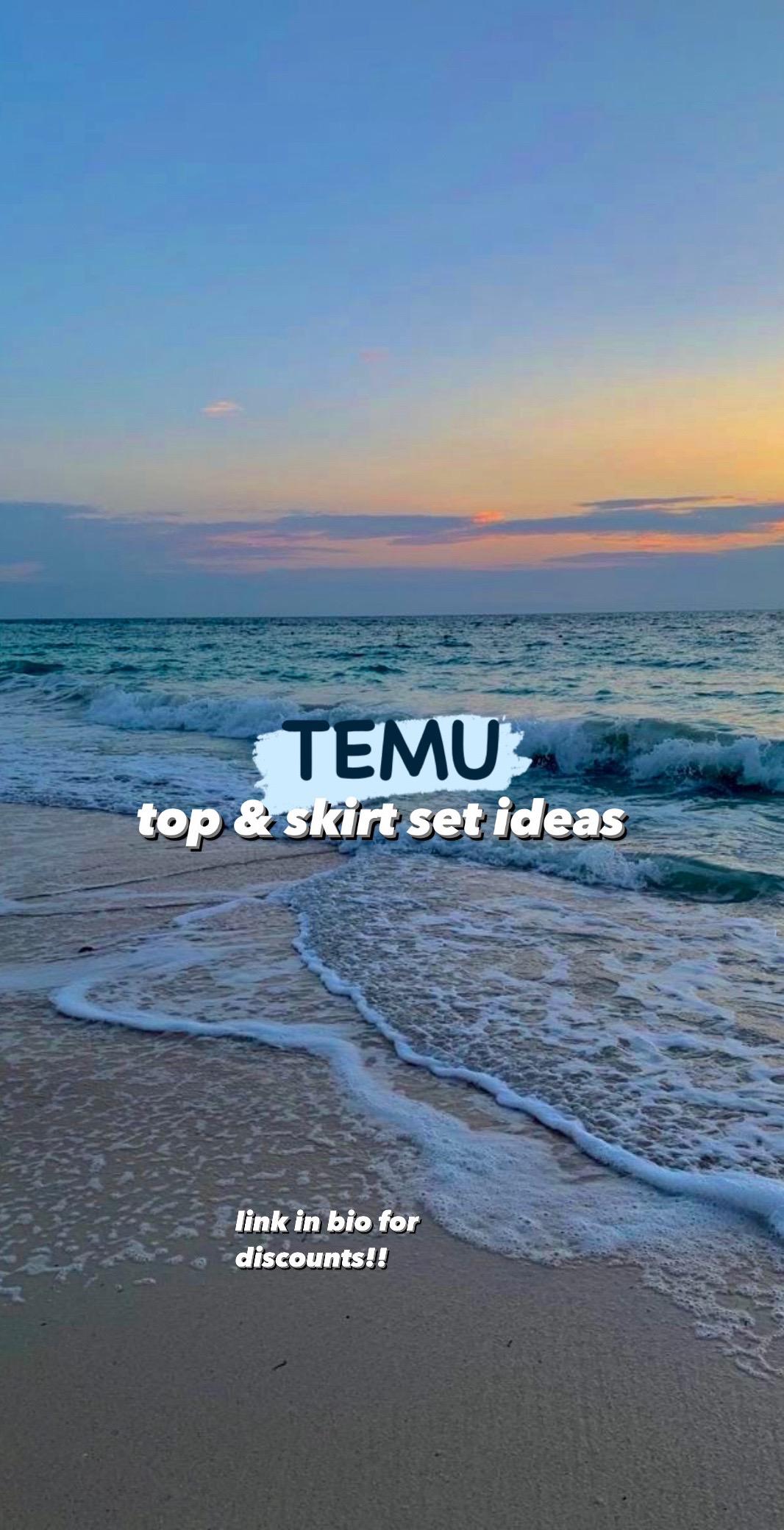 the first one is deffo my fav, link in bio for discounts on the clothes!🩷 #temu #temufinds #foryoupage #fyp #viral #temuexperience #outfittiiinspo #summerset #skirtset #croptop #abroad #vacation #holiday #temuoutfit #temufinds
