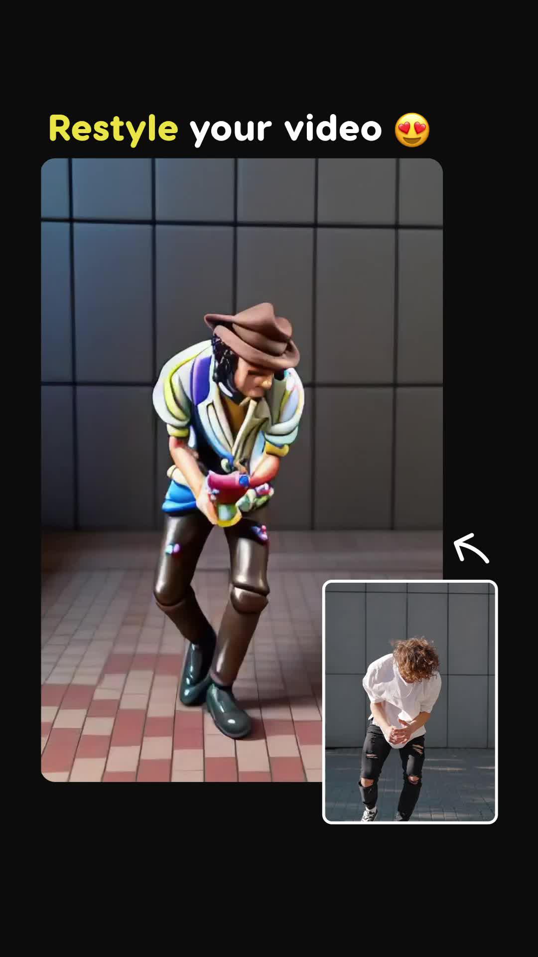 Restyle your videos with ai filters! AI stylization varies from the original video