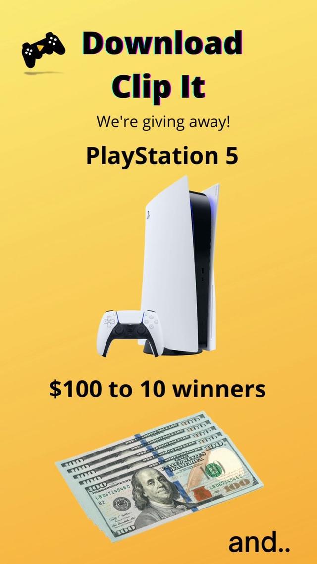 Download Clip It for a chance to win a PS5, $100, and more! Link in bio! #ClipIt #gaming #gamer #foryou #xbox #playstation #ps5 #pc #giveaway #clips *Begins January 19, 2022 at 12am PT; ends February 1, 2022 at 12am PT. NO PUCHASE NECESSARY. Full rules at https://www.clipitgame.com/g_rules.html