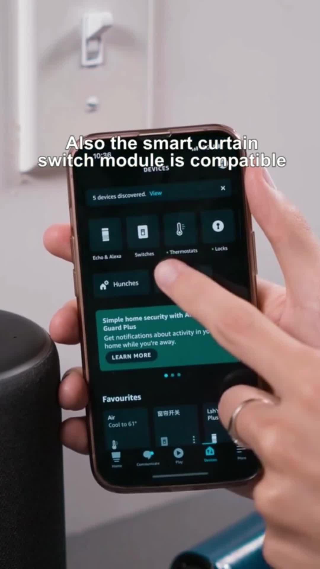Adjust the thermostat, turn lights on or off, lock doors and manage other connected devices