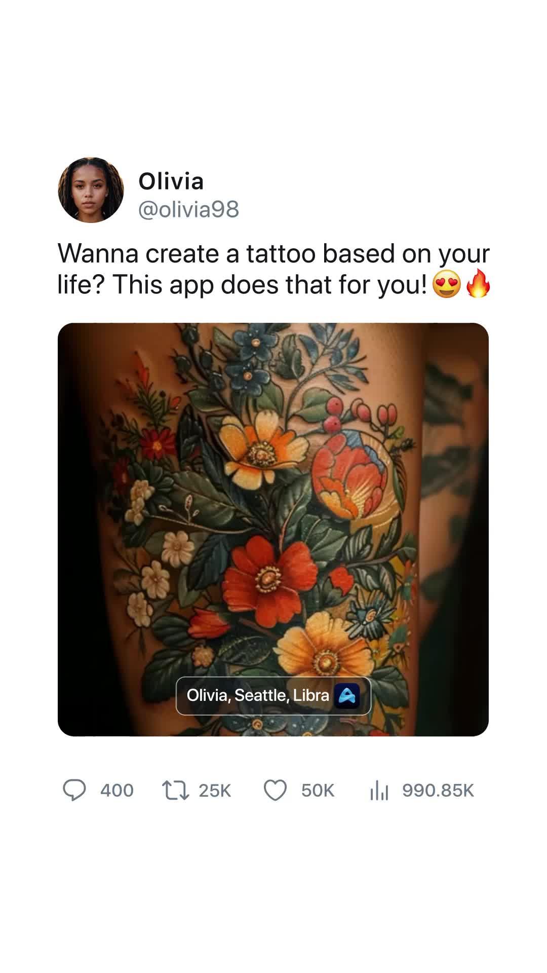 Get custom designed tattoo in a few seconds!