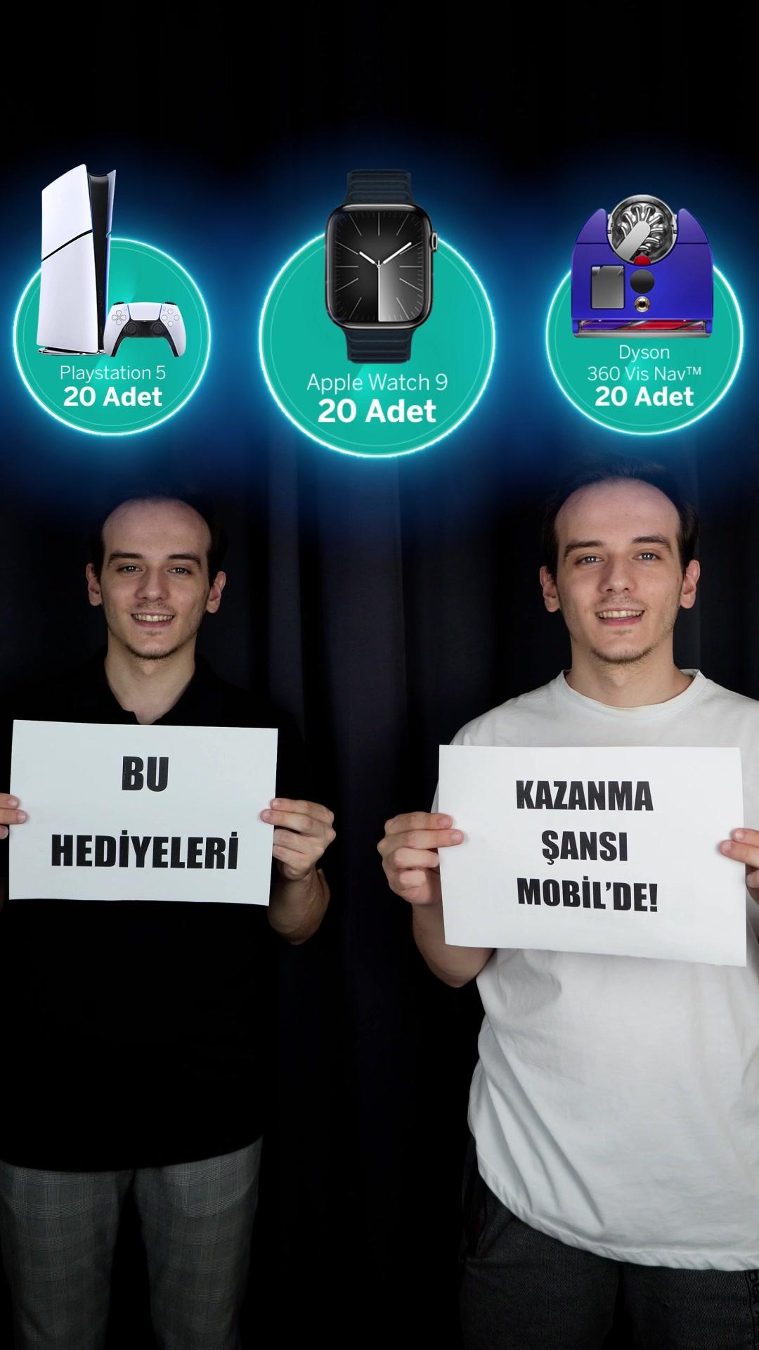 100 teknolojik hediyeden birini kazanma şansı için Mobil’e giriş yapın ve ‘TEKNO100’ koduyla çekilişe katılın. Üstelik müşterimiz olmasanız bile Mobil’den Garanti BBVA'lı olup çekilişe katılabilirsiniz.