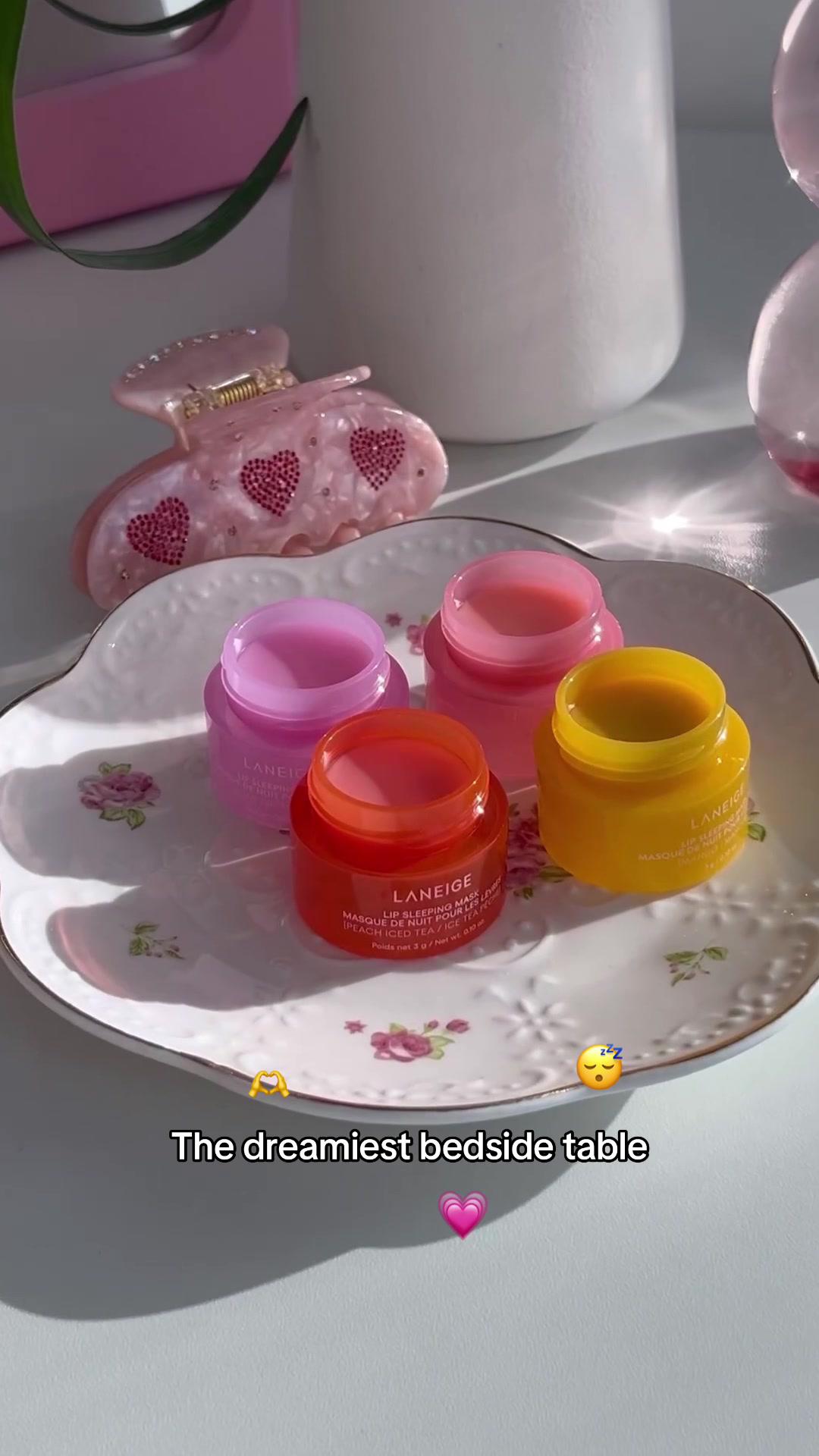 Dream while @laneige_anz Lip Sleeping Mask minis work to hydrate and nourish your lips. 🫶🎀 #laneige #laneigelipmask #lipsleepingmask #lipsleepingmasklaneige #bedsidetable #beautytok #lipbalm #sephora #fy #fyp