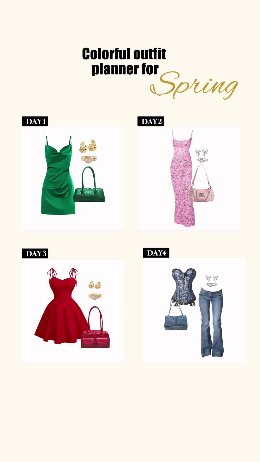 Colorful outfit planner for spring💐>>🔍C0de【dpw9382】for $100 Coupon Bundle! #Temu & 🔗 in bi0.>>Free shipping on items shipped from Temu, and Free Returns for up to 90 days  #summeroutfitinspo #vacationoutfits #summer #ootw #ootd #viral #fashion #FashionTiktok #OutfitInspo #summervibes #fyp