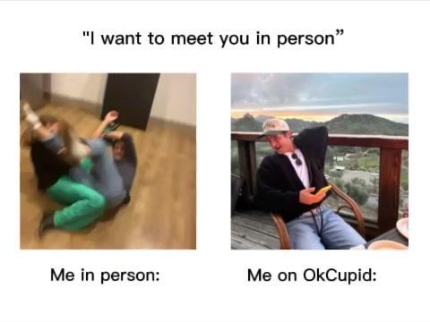 Be as weird and cute here as you are IRL 😎 #beyourself #okcupid #trend #fyp #funnyvideo #instagramvsreality #datingapp @graysonstiktok