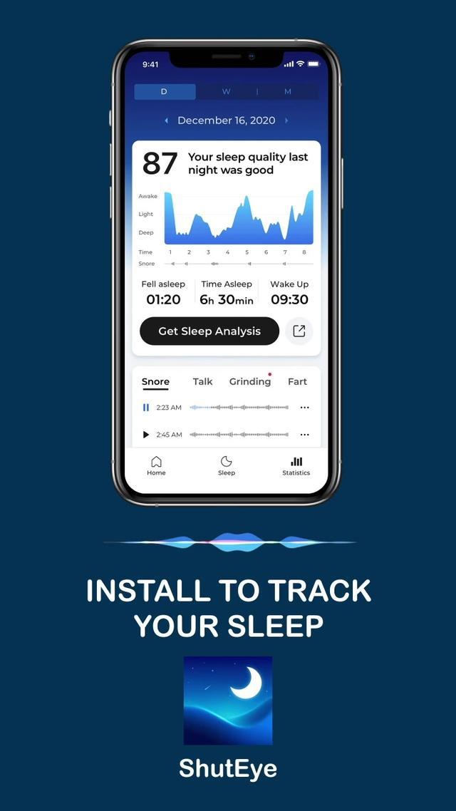 Have trouble sleeping? Sleep better with ShutEye's relaxing sounds and sleep tracker.