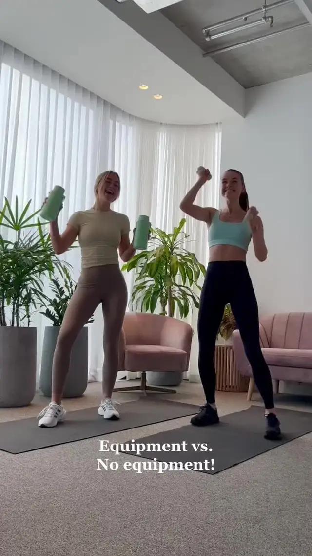 No equipment, no worries! To celebrate our upcoming Cardio Barre Challenge and new Workouts, Steph and Laura share how they workout with vs. without equipment, handy 💛 #fitnesshacks #noequipmentworkout #springchallenge #barre 