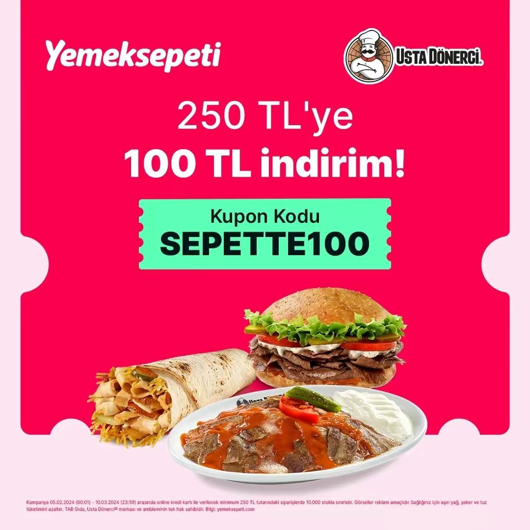 SEPETTE100 kupon kodunu kampanyalı restoranlarda defalarca kullanarak 100 TL indirimli yemek yemenin keyfi Yemeksepeti’yle çıkar.😉 #Yemeksepeti #aklindaysakapinda #sepette100 #yemeksepetiindirimi  