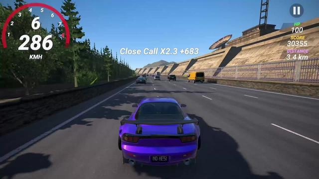 Swerve through traffic in highway battles with other racers.