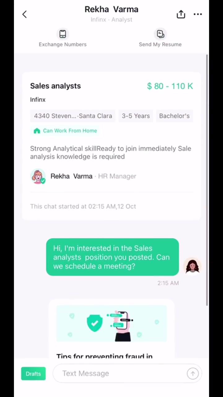 Direct chat with CEO/Founders for jobs.