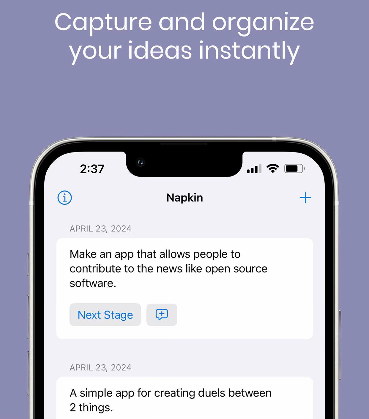 Download Napkin to easily manage your ideas!