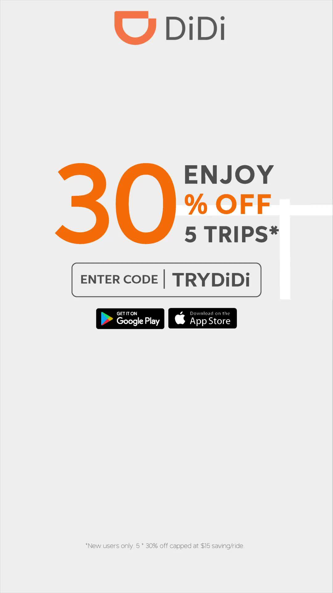 ENJOY 30% OFF 5 TRIPS*