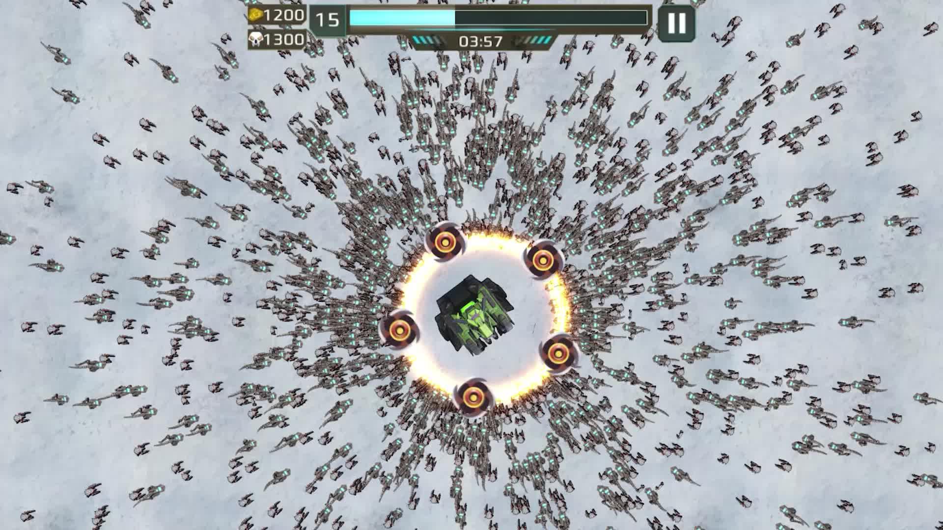 Shoot, power up and survive