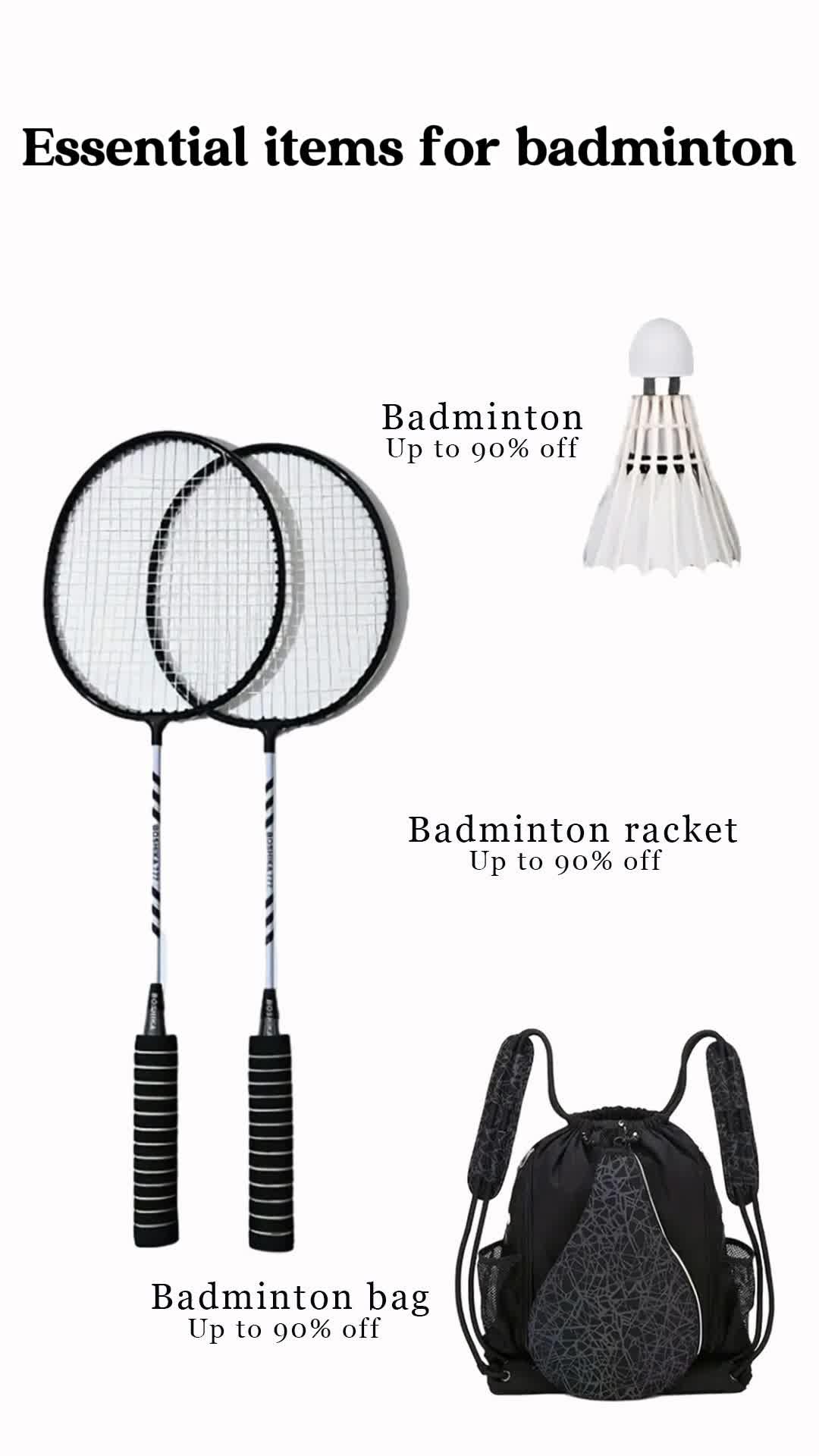 Essential items for badminton Code: dnk3548 for #temu up to 90% off or check link in 🔍90% off code: dnk3548 https://temu.to/m/ukj555mua5t (app new users only with qualifying orders) Free shipping on items shipped from Temu, Free Returns for up to 90 days! #outdoor #sports #temuoutdoor #temusports #temuoutfits #sportsequipment