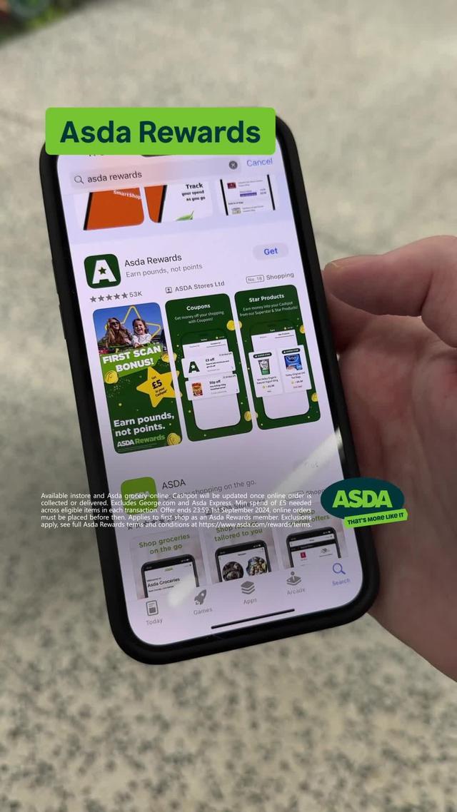 Get £5 in your cashpot when you complete your first shop with Asda Rewards 