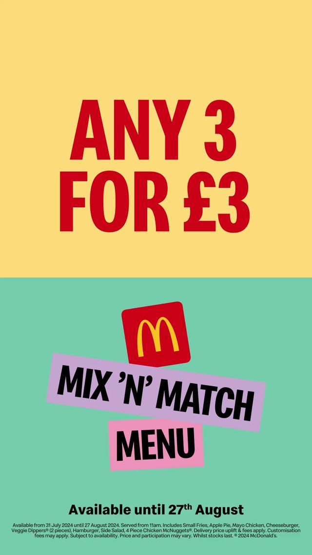 Any 3 for £3. Get mixing, get matching...