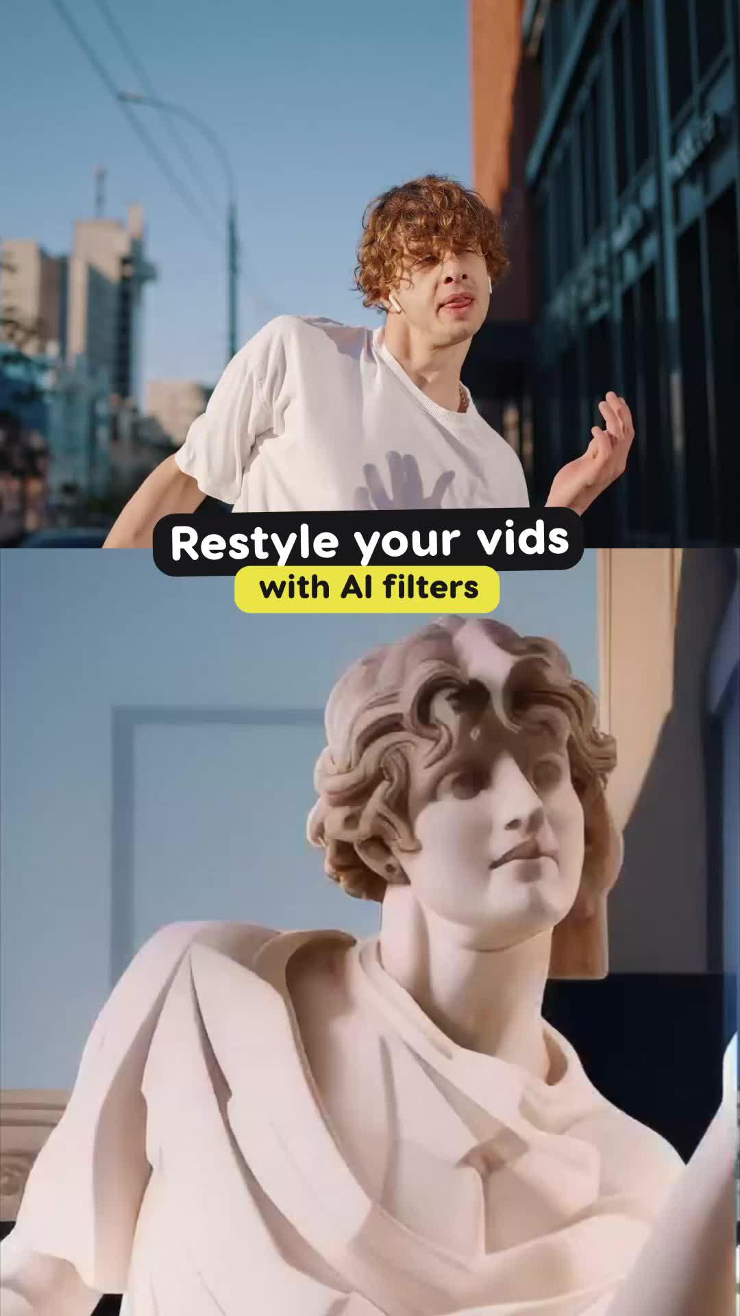 Restyle your videos with ai filters! AI stylization varies from the original video