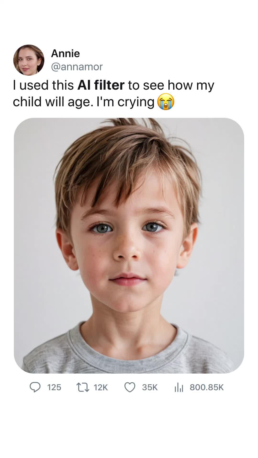 I literally cried when I saw how my child will age!