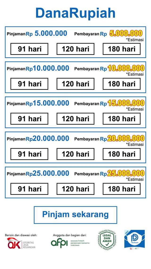 pinjaman hingga Rp 25.000.000,dapatkan uang tunai kapan saja