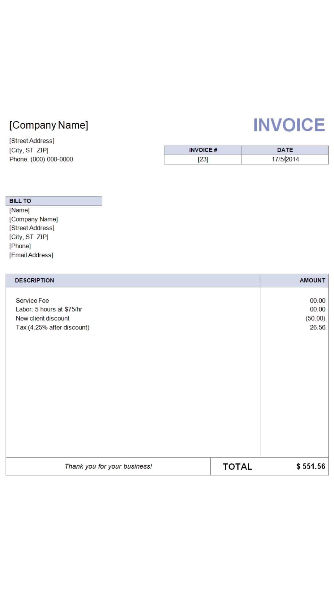 Customize your invoices and look professional