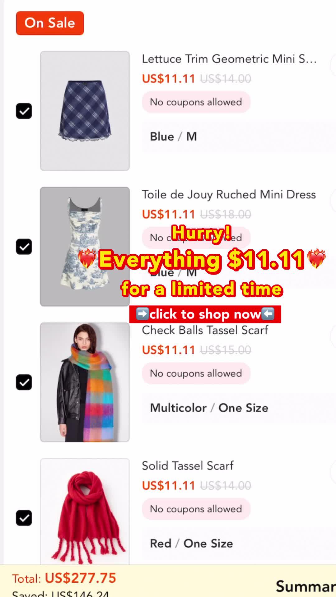 HURRY!  Shop the $11.11 Flash Sale before it's over!