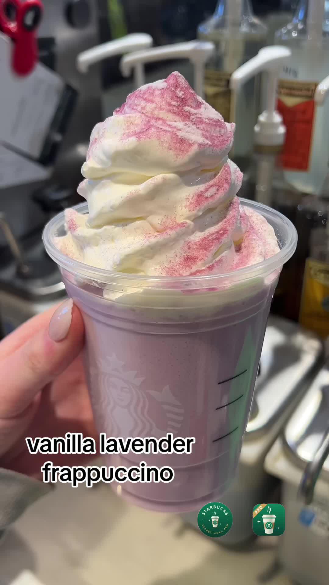 Order a creme based lavender Frappuccino with vanilla sweet cream as your base💜 Find more yummy drink ideas on the Starbucks secret menu pro app, the link is in my bio!