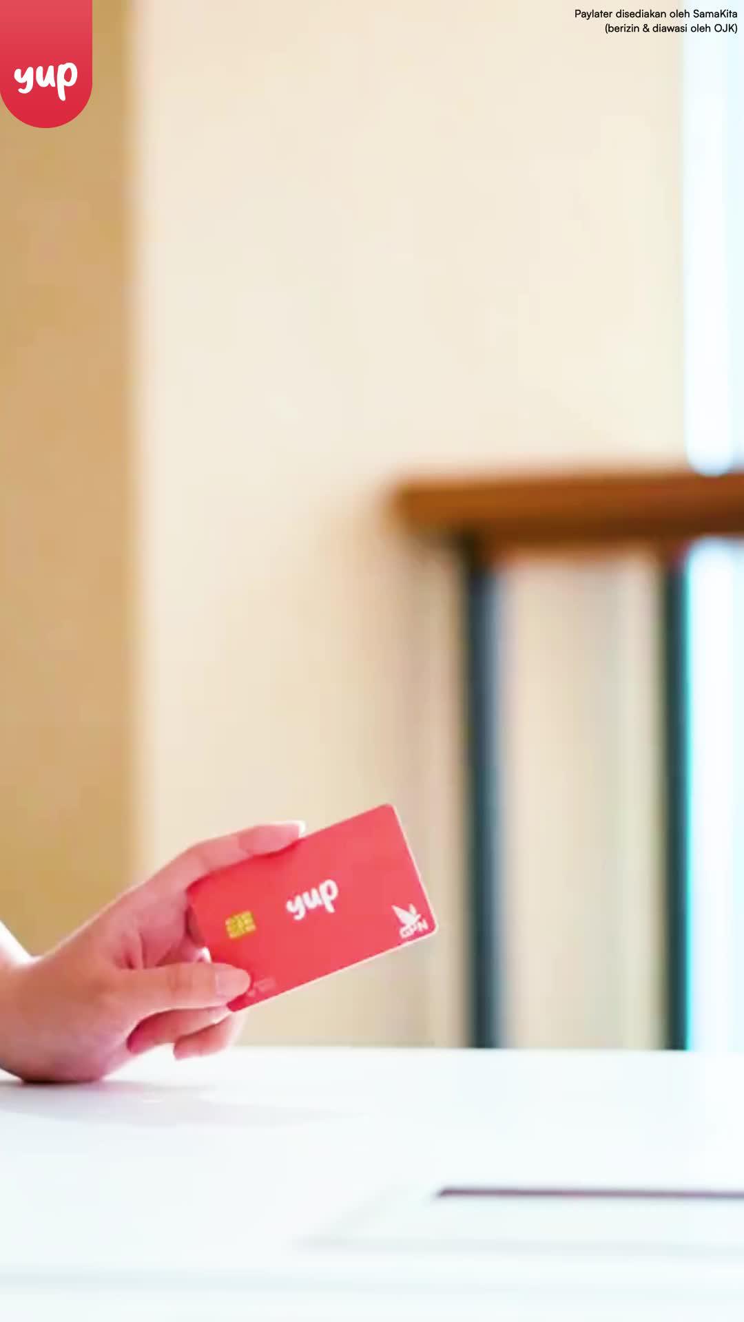 Jangan lupa pakai Yup untuk Belanja apa aja dan di mana aja, Bayar nanti 40 hari, bunga 0%* terus