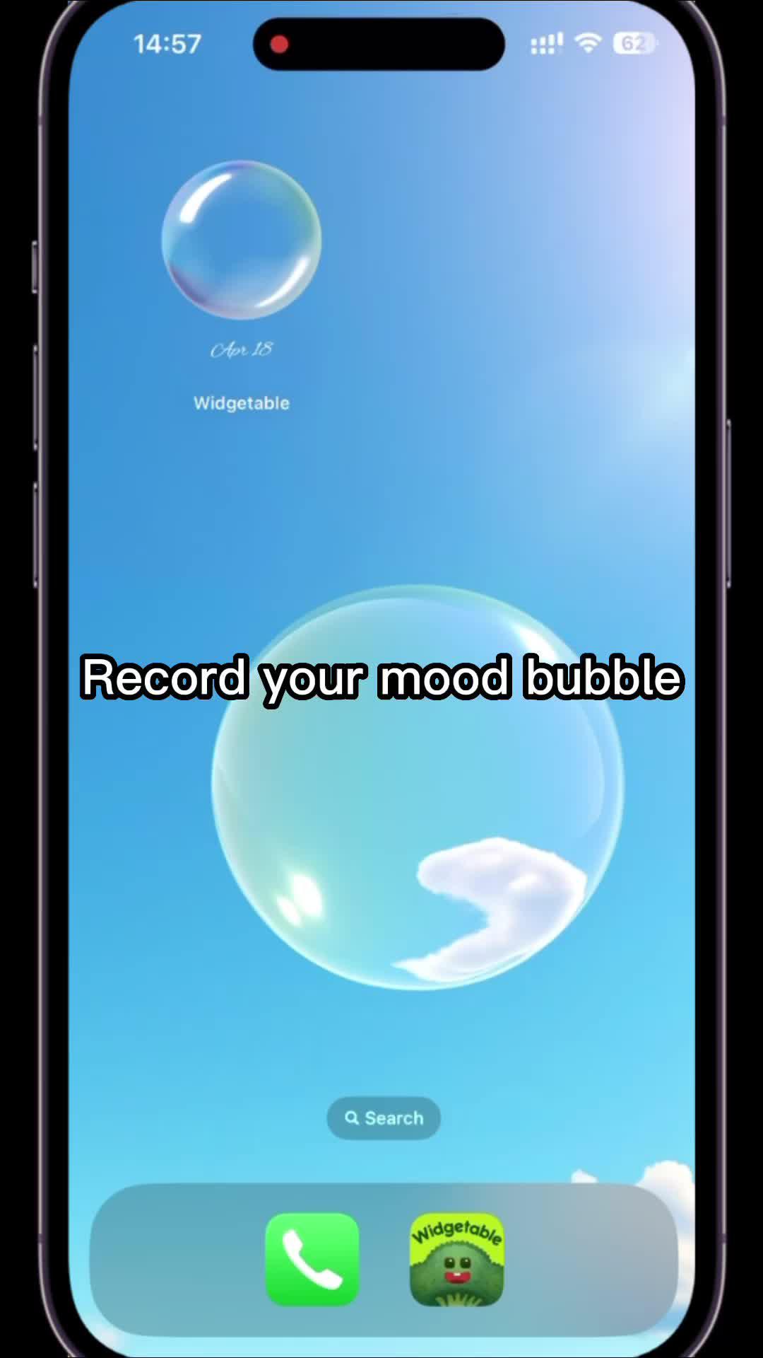 Mood Bubble Widget on home screen