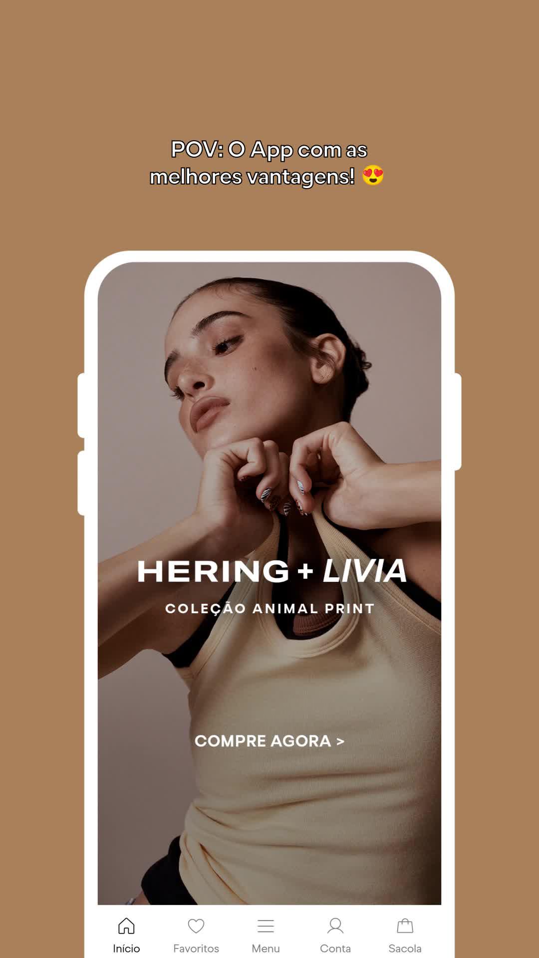 Garanta a coleção Animal Print com as melhores vantagens! Baixe o App e ganhe 20% OFF na 1ª compra.